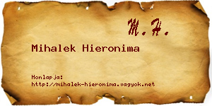 Mihalek Hieronima névjegykártya